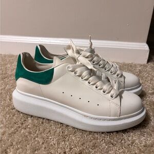 Alexander McQueen White and Green Athletic Shoes